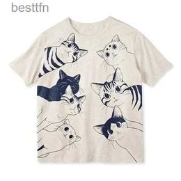 Women's T-Shirt Vintage Summer Hip Hop Harajuku Vintage Cat Print Plus Size T-Shirt Street Short Sle Casual Womens T-Shirt Y2k Punk Clothing 240311