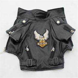 Glorious Eagle Pattern Dog Coat PU Leather Jacket Soft Waterproof Outdoor Puppy Outerwear Fashion Clothes For Small PetXXS-XXL T235S