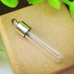 100pieces SCREW CAP tube 35 6mm glass vial pendant crystal vial pendant glass crystal248I