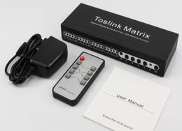 Toslink Matrix audio distribution SPDIFTOSLINK Optical Digital Audio 4x4 True Matrix with Remote Control 4 in 4 out toslink switc9290401