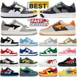 Designer StaSk8 Running Shoes Patent Leather Shoe Black White Green Pink Red Blue Sharks Trainers Camo Pastel Bap Sneaker for Men and Women