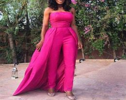 2020 Generous Fuchsia Strapless Jumpsuit Prom Dresses with Overskirt Ankle Length Womens Formal Outfit Custom Made Celebrity Dress8953931