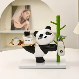 Decorative Figurines Creative Panda Series Bamboo Key Storage Rack Home Decorations Living Room Decor Cute Gift Tray Tissue Box