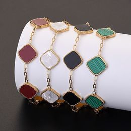 Designer bracelets metal flower bracelet for women four leaf clovers valentine s day gifts love chain multicolor graceful ins fashion bracelets popular ZB002 I4