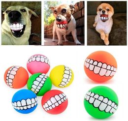 DHL Funny Pets Dog Puppy Cat Ball Teeth Toy PVC Chew Sound Dogs Play Fetching Squeak Toys Pet Supplies Puppy Ball Teeth Silic3035757