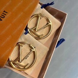 Fashion Earrings Designer For Women Hoop Earrings With Original Box 18K Gold Plated Women Silver V L Earstuds Popular Ladies Jewelry High Quality