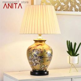 Lamps Shades ANITA Contemporary ceramics Table Lamp American style Living Room Bedroom Bedside Desk Light Hotel engineering Decorative L240312