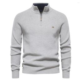 Men's Sweaters 2024 Autumn/Winter Sweater Long Sleeved Zipper Stand Up Neck Solid Colour Versatile Casual Clothing
