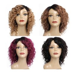 Kisshair deep wave human hair wig Natural Colour Honey blonde Medium brown Burgundy machine made wigs 10 inch Brazilian Indian huma6769198