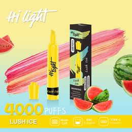 USA Hot Sale Hi Light High 4000 Puffs Bar Electronic Cigarette 4K Puff Disposable Vape Pen 5% Nicotine Prefilled Pod Vapers