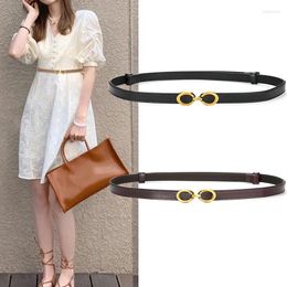 Belts Fashionable Thin Belt For Women Daily Versatile Skirt Suit Coat Style Decoration Waist Closing Genuine Leather Women's