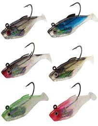 6pcs Lifelike 3D Eyes Laser Jigging Fishing Lures Swimbaits Soft Silicone Jig Head Real Lead Weights Artificial Bait7480008