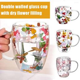 Wine Glasses Double Wall Glass Cup Dried Flower Filler High Cups Coffee With Handles Tea Borosilicate Gif Q7b1