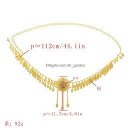 Belly Chains Us Warehouse Vintage Gold Metal Womens Hollow Sunflower Shape Waist Chain Belt Female Bright Crystal Drop Delive Dhgarden Dhysl