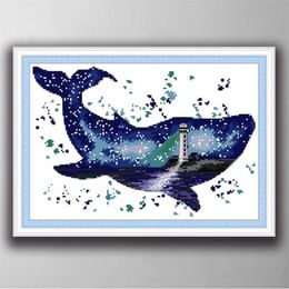 The world of whales Handmade Cross Stitch Craft Tools Embroidery Needlework sets counted print on canvas DMC 14CT 11CT248U