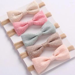 Hair Accessories 24Pcs/Lot 3.5Inch Polka Dot Fabric Bows With Skinny Nylon Baby Headband Bow Women Hairpin Accessorie