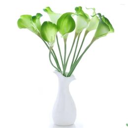 Decorative Flowers Wreaths Elegant Lifelike Real Touch Artificial Pu Calla Lily Flower Bouquets Bridal Green Drop Delivery Home Garden Otjec