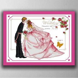 Promise of Love wedding kiss cartoon paintings Handmade Cross Stitch Embroidery Needlework sets counted print on canvas DMC 14CT295k