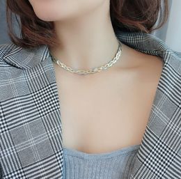 Upscale Jewelry Multicolor Twist Weaving Snake Bone Chain Choker 14K Gold Necklaces Bracelet Set For Women