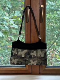 JIAERDI Vintage Butterfly Y2k Bags Women Autumn Fairycore Black Shoulder Bag Wallet Female Retro Elegance Handbag Aesthetic 240226