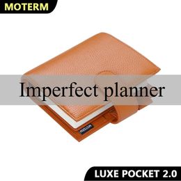 Limited Imperfect Moterm Luxe 2.0 Series Pocket Size Planner Pebbled Grain Leather A7 Notebook with 30MM Ring Agenda Organiser 240401
