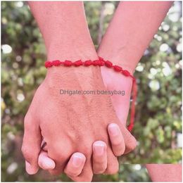 Charm Bracelets Red Rope Handmade Braided Knot Adjustable For Friends Women Men Family Lovers Birthday Jewelry Drop Delivery Dhuat