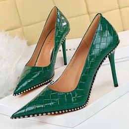 Dress Shoes BIGTREE Spring Autumn Rivet Weaving Women Pumps Stiletto Heels Sexy Pointed Toe Party Stripper High