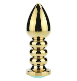 Solid Metal Butt Massager Sex Toys Aluminium Alloy Anal Inserted Golden Butt Plug Anal Beads Adult Sex Product For Man Women7130758