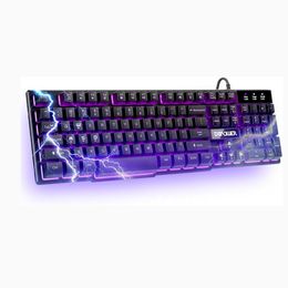 Keyboards Dbpower Gaming Office 2 In 1 Keyboard With 3 Colours Led Backlighting Ergonomic Mechanical Feel 104 Key Equipment For Pc Lapt Oth1O