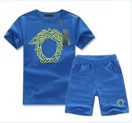 2 styles New Designer Style Children's Clothing Sets For Summer Boys And Girls Sports Suit Baby Infant Short Sleeve Clothes Kids Set 2-8 T 7 Colours