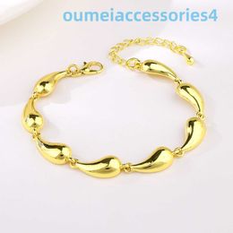 2024 Jewelry Designer Brand Bracelets Water Droplet Shape Smooth Face Ethnic Style Simple Gold Independent Packaging Womens Bracelet Kuajing Small