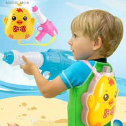 Gun Toys Seasides Cartoon Spray Tool Lightweight Portable Spray Toys For Shooting Childrens Backpack Water Gun Beach Outdoor Water Toy L240311