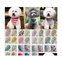 Dog Apparel Whole 100Pcs Lot New Mix 50 Colours Adjustable Puppy Pet Bandana Collar Bandanas Cotton Most Fashionable258Q