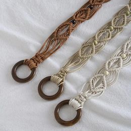 Belts Women's Light Luxury Belt Fashion Style Wax Rope Woven Knot Ethnic Trend Handmade Wooden Bead Matching