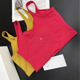 Lulu Same Nude Tank Top with Thin Shoulder Straps and Chest Pads Yoga Fitness Shockproof Bra Quick Drying Running Top for Women