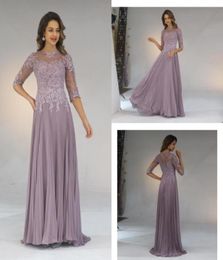 2020 Groom Mother OF Bride Dress Wedding Chiffon Appliques Lace A Line With 12 Sleeves Long Robe Vestidos De Novia Mariee Festa4684997333