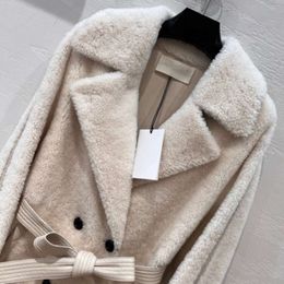 New Winter Haining Autumn Product CE Home Merino Wool And Fur Integrated Style Goddess Long Coat Women's Wear 9371