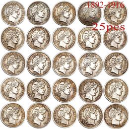 25pcs USA copy Coin 1892-1916 Barber Dime Different Years Copper Plating Silver Coins Set273l