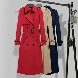 Women's Trench Coats 2024 England Style Spring Casual Coat Women Double Breasted Belt Lady Long Outwear Classic Chic Female Windbreaker