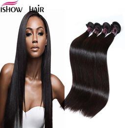 Peruvian Indian Maylasian Unprocessed Virgin Hair Silky Straight Hair 4 Bundles Ishow Top 8A Hair Weave 828inch Selling 79044202125939