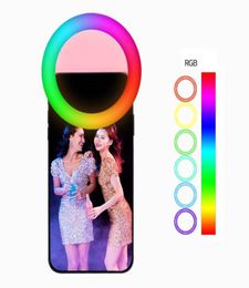 RGB Rechargeable selfie ring light Clip LED selfie flash light adjustable lamp selife filllight for phone Huawei4323658