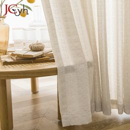 Curtains Japanese Tulle Curtains for Living Room Long Sheer Curtain for Bedroom Hall Rideaux Cortinas Finished Panel Linen Look Customize