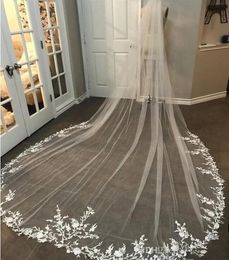 New Arrival 3M Long Veil Lace Applique WhiteIvory Wedding Veil Bride Veils Bridal Hair with Comb9065465