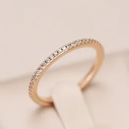 Cluster Rings Kinel Arrivals 585 Rose Gold Single Row Micro-wax Inlay Natural Zircon Women Wedding Party Trendy Fine Jewellery