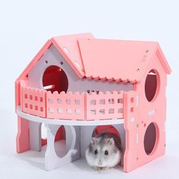 New Mini Small Hamster Nest Rabbit Hedgehog Pet Log Cabin Animal Sleeping House Supplies3196