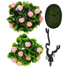 Decorative Flowers Artificial Fruit Tree With Pot Simulated Faux Plant Indoor Home Decor Plastic Office Greenery