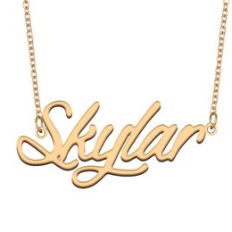 Skylar Name Necklace Custom Nameplate Pendant for Women Girls Birthday Gift Kids Best Friends Jewelry 18k Gold Plated Stainless Steel