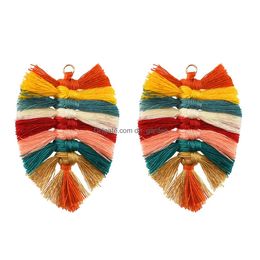 Other Bohemian Style Cotton Silk Knot Leaf-Shaped Retro Earrings Charms Diy Jewelry Accessories Handmade Products Drop Deliv Dhgarden Dhi7M