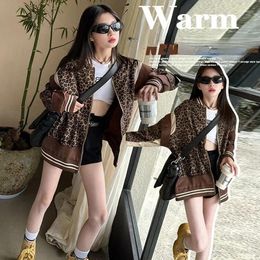 Jackets Girls' Coat Spring And Autumn 2024 Big Boy Fashionable Korean Edition Leopard Print Jacket Baseball