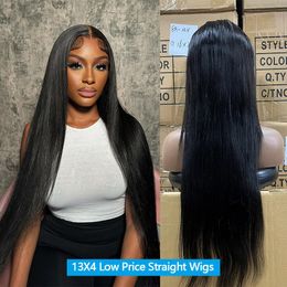 13X4 Lace Front Human Hair Wig 32 Inch Pre Plucked Human Hair Lace Frontal Wig Straight Cheap Human Hair Wigs on Sale Clearance